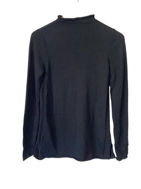 Tahari Black Extrafine Merino Wool mock neck sweater size Small